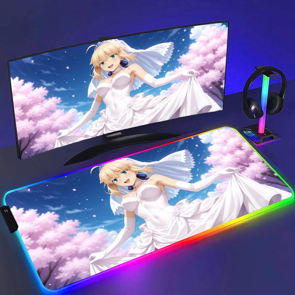 Laptop Accessories Rgb - RGB 애니메이션 Fate Saber MousePad E-스포츠