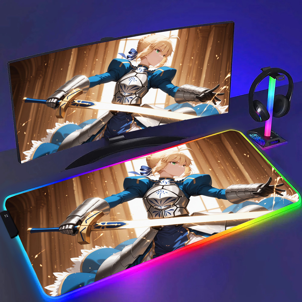 RGB 애니메이션 Fate Saber MousePad  - Laptop Accessories Rgb 리뷰 및 가격