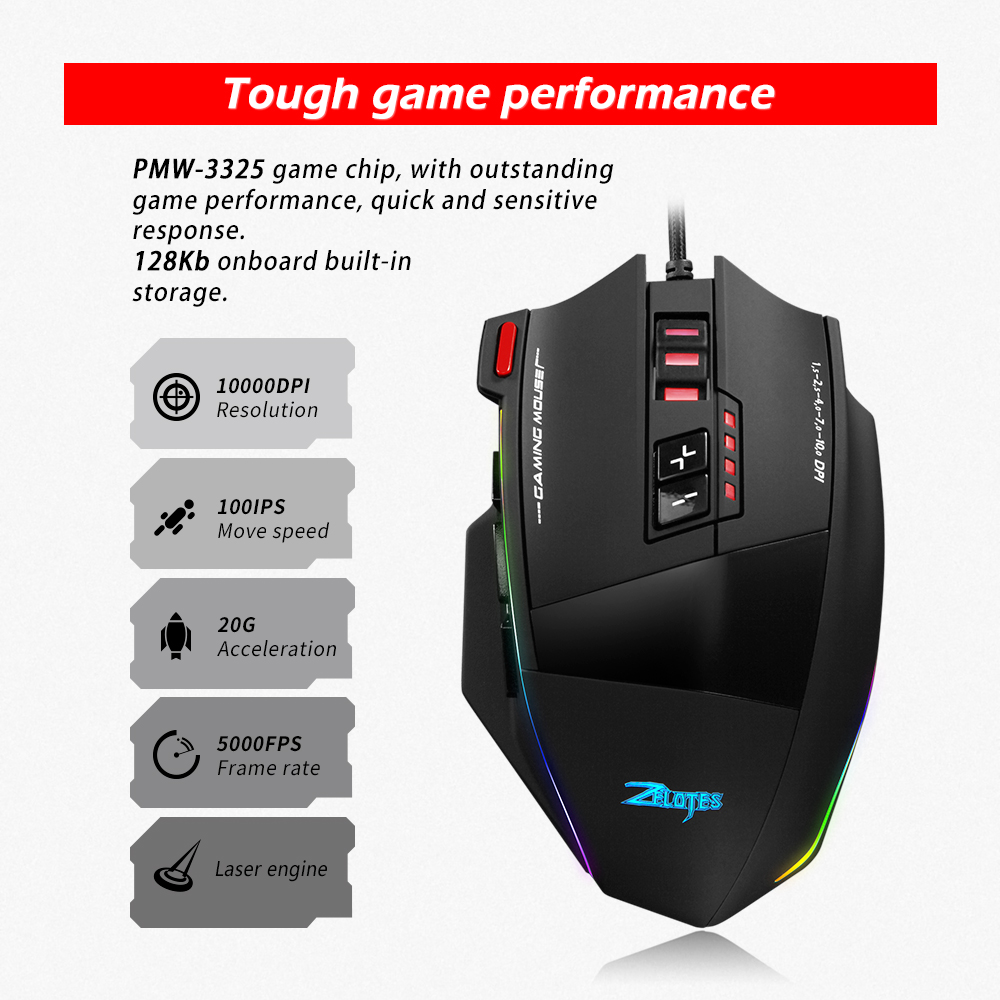 ZELOTES C13 유선 마우스 10000DPI 프로 - Laptop Accessories Rgb 리뷰 및 가격